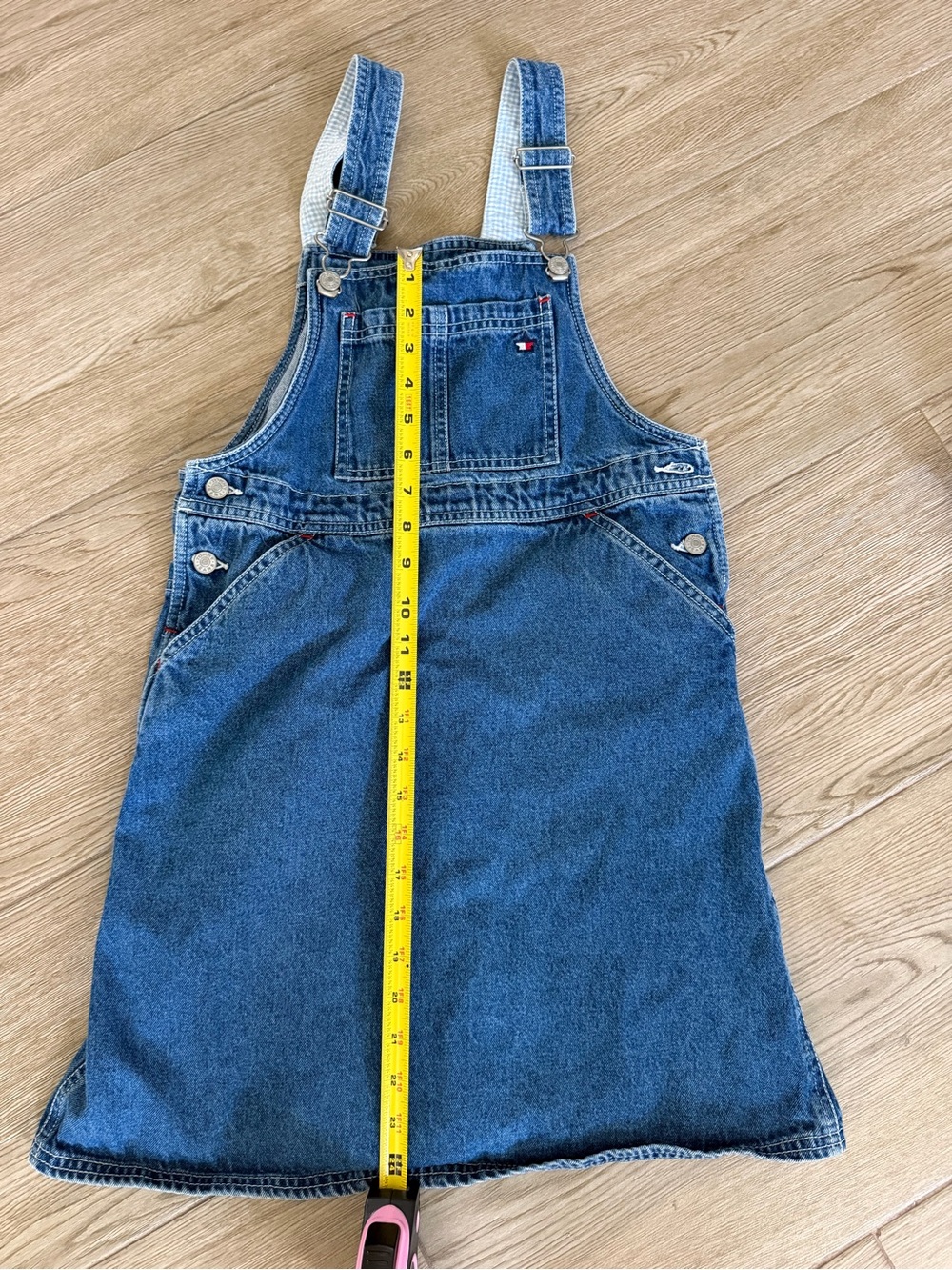 Girls Vintage Y2K Tommy Hilfiger Indigo Denim Pinafore Dress - Picture 2 of 5